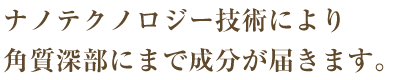 ナノテクノロジー技術により角質深部にまで成分が届きます